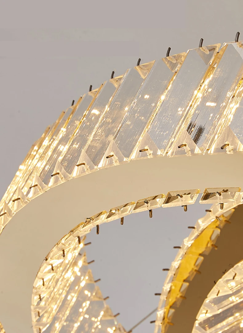 Kasanto Lighting K9 crystal modern large lobby crystal chandelier stairs lights ring circle led chandelier 6 lights rings