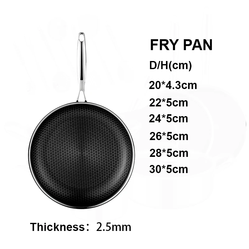 Wholesale Pan Sets 20/24/28/30cm Non Stick Frying Pan Stainless Steel Panelas Eco-friendly Hex Cookware Honeycomb Cooking Pans