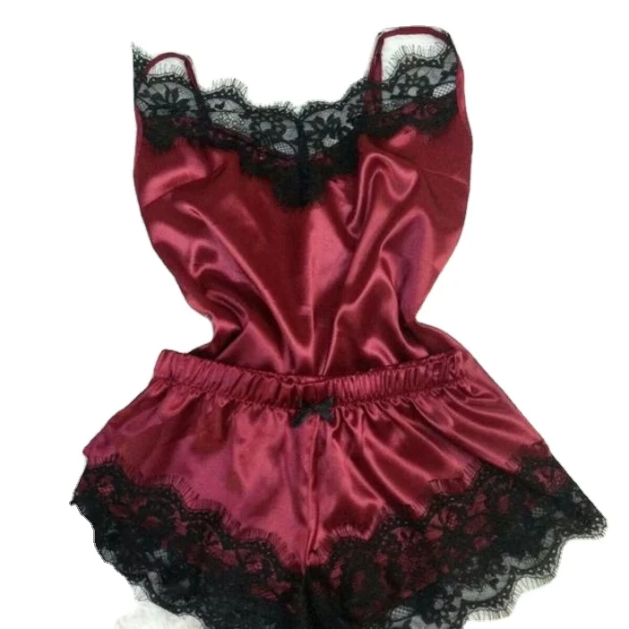 Sexy seduction fashion lace strap sexy lingerie two-piece set pajamas