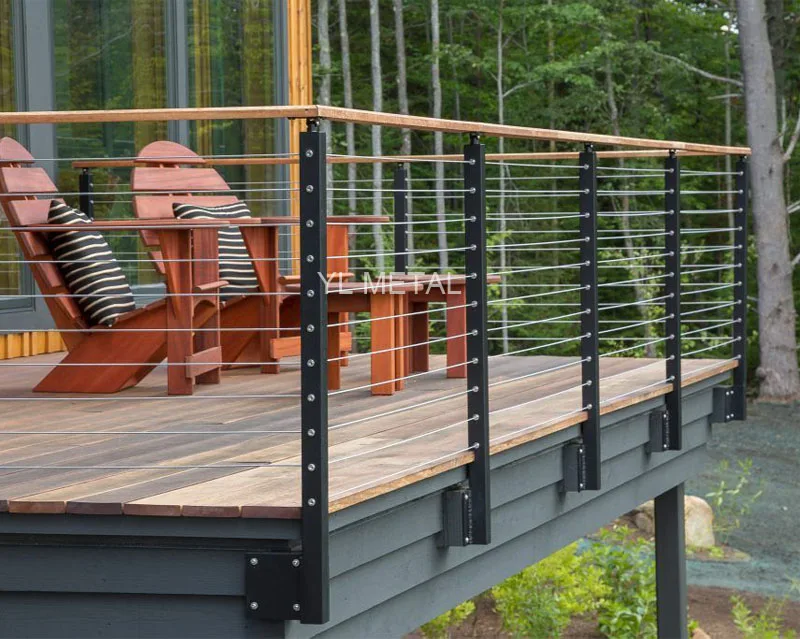 YL Wire Balustrade Top Mounted Handrail Deck Terrace Balcony Post Guardrail Fence Outdoor Cable Railing