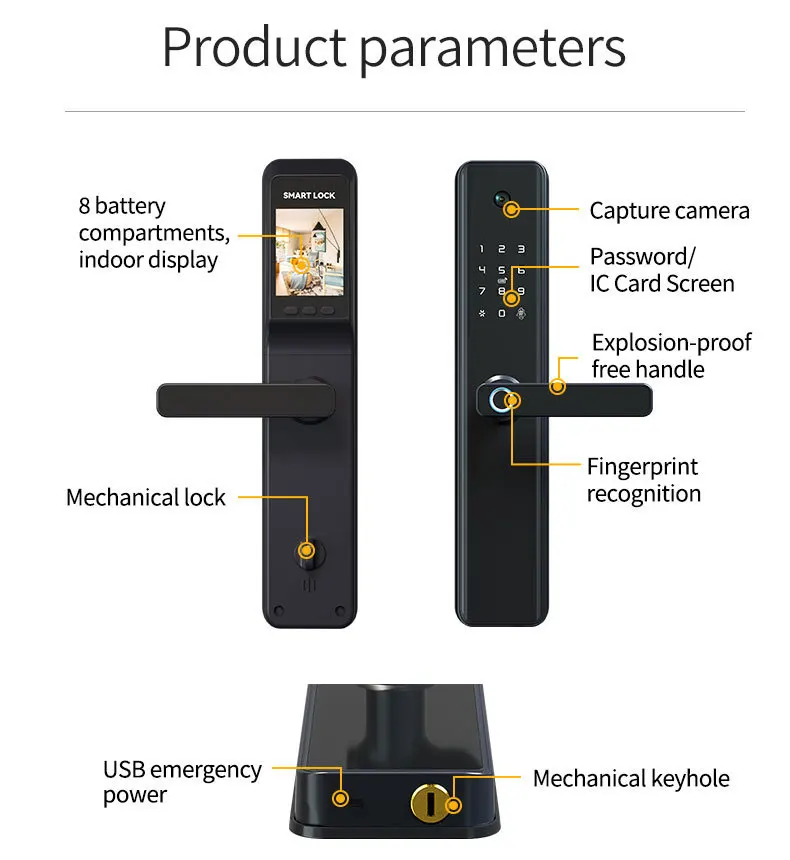 8 Language Voice Tuya Wifi Digital Fingerprint Cerradura Inteligente Smart Camera Door Lock K1-pro