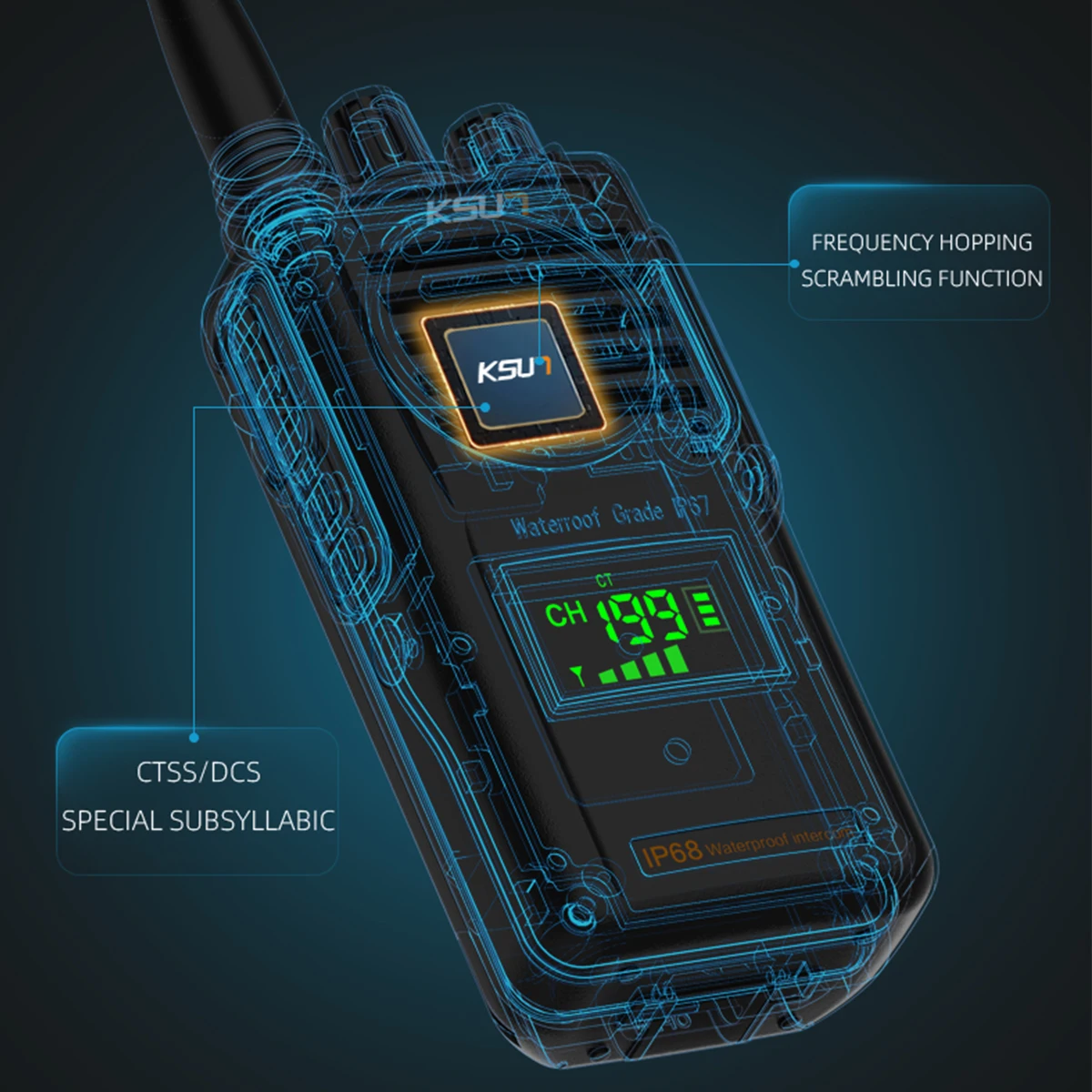 KSUN Hot Sale 10W IP68 Waterproof VHF Maritime Two Way Radio Scanner Portable Wireless Intercom Long Range Marine Walkie Talkie