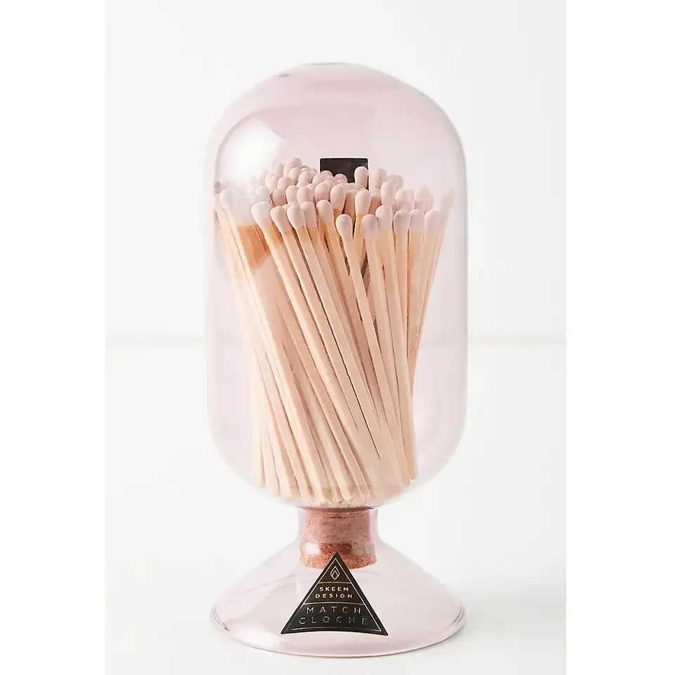 Unique Design of Colors and Sizes Glass Match Cloche Jars for White Matchsticks Packing