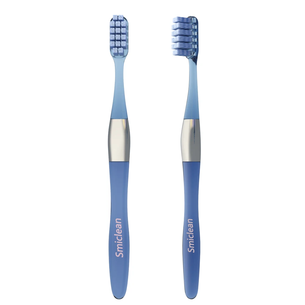 High end transparent crystal clear PETG material replaceable head adult luxury spiral filaments manual toothbrush