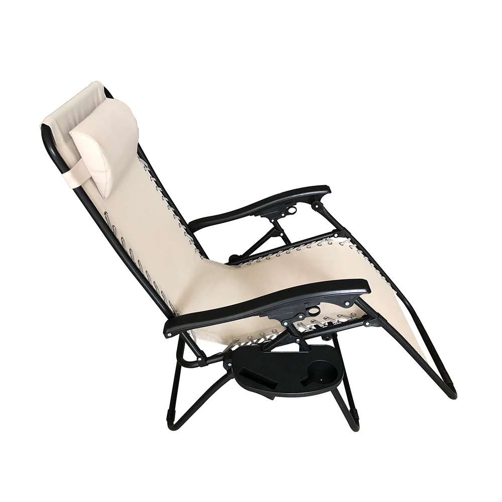 Metal foldable folding aluminum recliner anti zero gravity chair single folding for sleeping sleeper camping beach chairs black