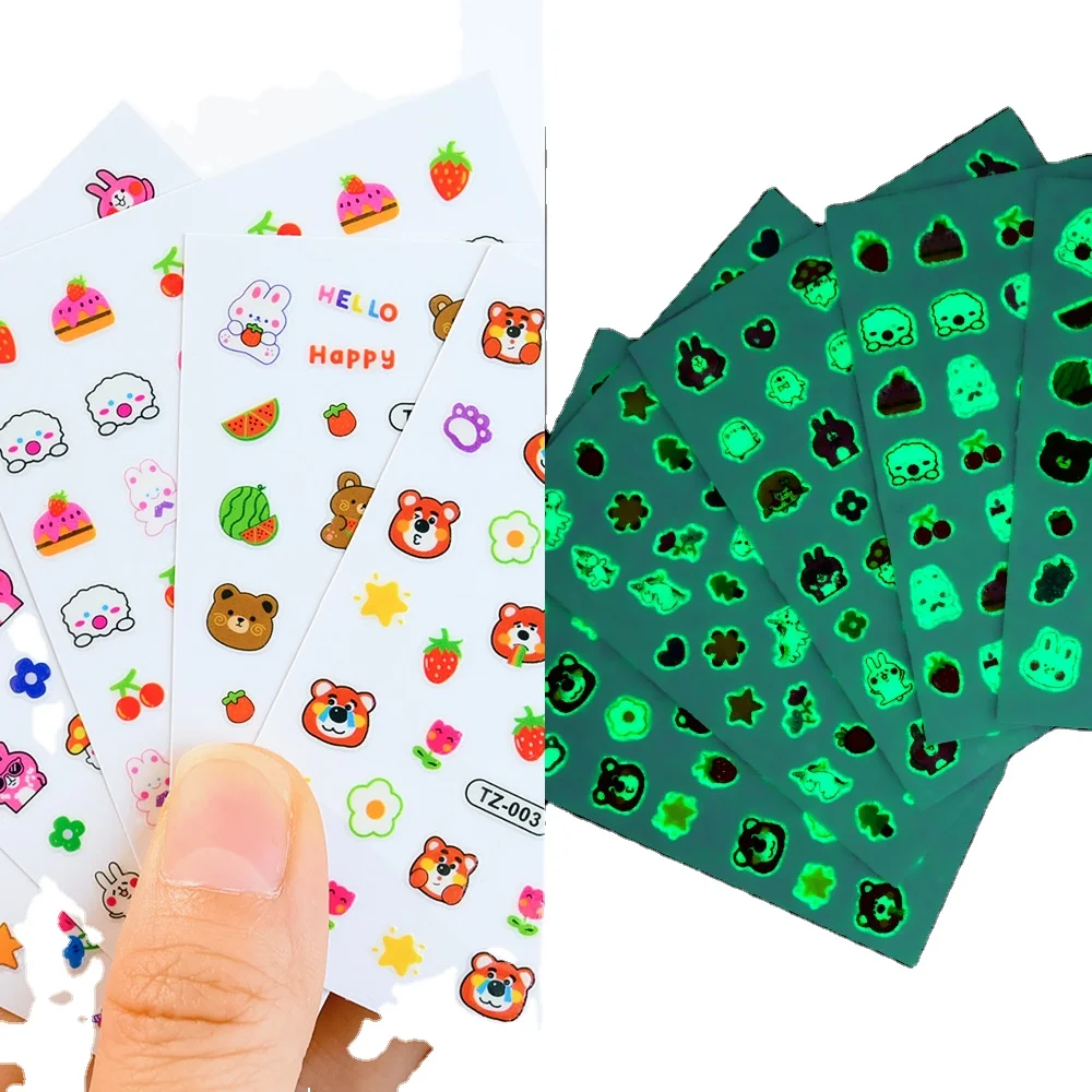 Glow in dark luminous nail sticker for kids 20 sheets