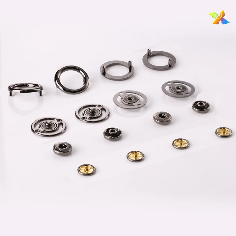 Ring Custom Pattern Logo Square Garment Buttons Metal Snap Garment Buttons 201 Four Parts Snap Button