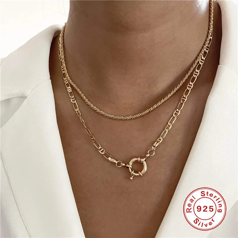 Personality Exaggerated Locket Pendant Necklace Hip-hop Cuban Chain Necklaces Punk Style Lock Clip Clavicle Chain Necklace