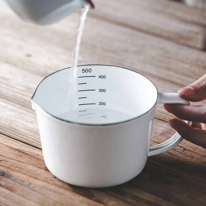 Custom 50ml white ceramic enamel metal steel 7cup measuring cups