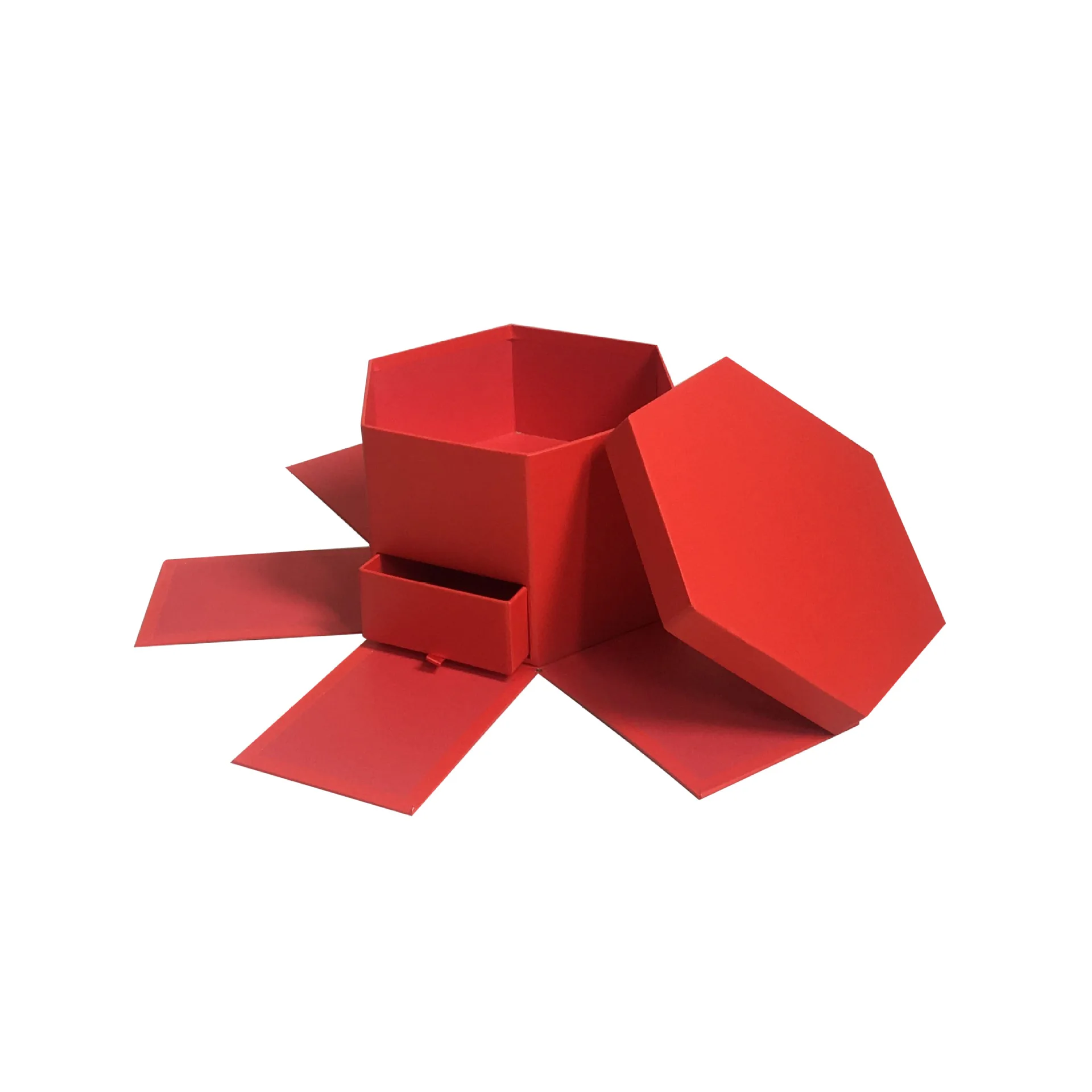 Gift box Surprise album Gift box hexagonal one layer photo + drawer style box packaging gift custom flower