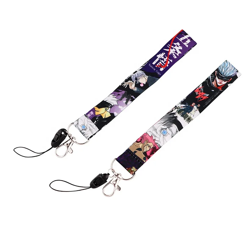 Narut Hunter Short Wrist Lanyard Akatsuki Anime Attack On Titan Wristlet Keychains Phone Polyester Rope Car Key Chain