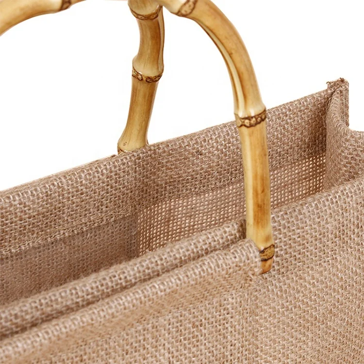 Wholesale Big Size Custom Logo Burlap Jute Tote Bag with Waterproof Plastic PE Coating Lining for Potato Shopping Gift Wine