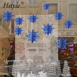 Рождественские украшения для вечеринки, 6 шт., праздничная 3D белая Снежинка, висячая гирлянда, флаг идеальный для нового года, украшение для домашней вечеринки S230