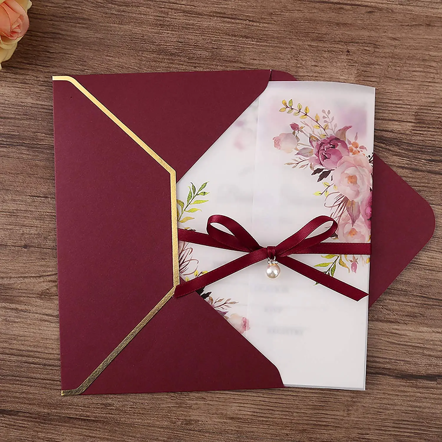 Burgundy Invitations Card Wedding with Envelopes Luxury Designs Custom for Bridal Shower Baby Shower Invitations Wedding