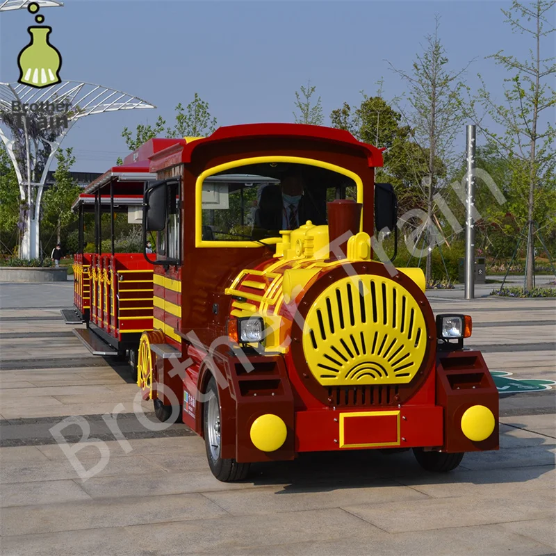 Big Amusement Park Rides Tourist Train Battery Operated Trackless Train Electric Train Large Outdoor Amusement Equipment On Sale