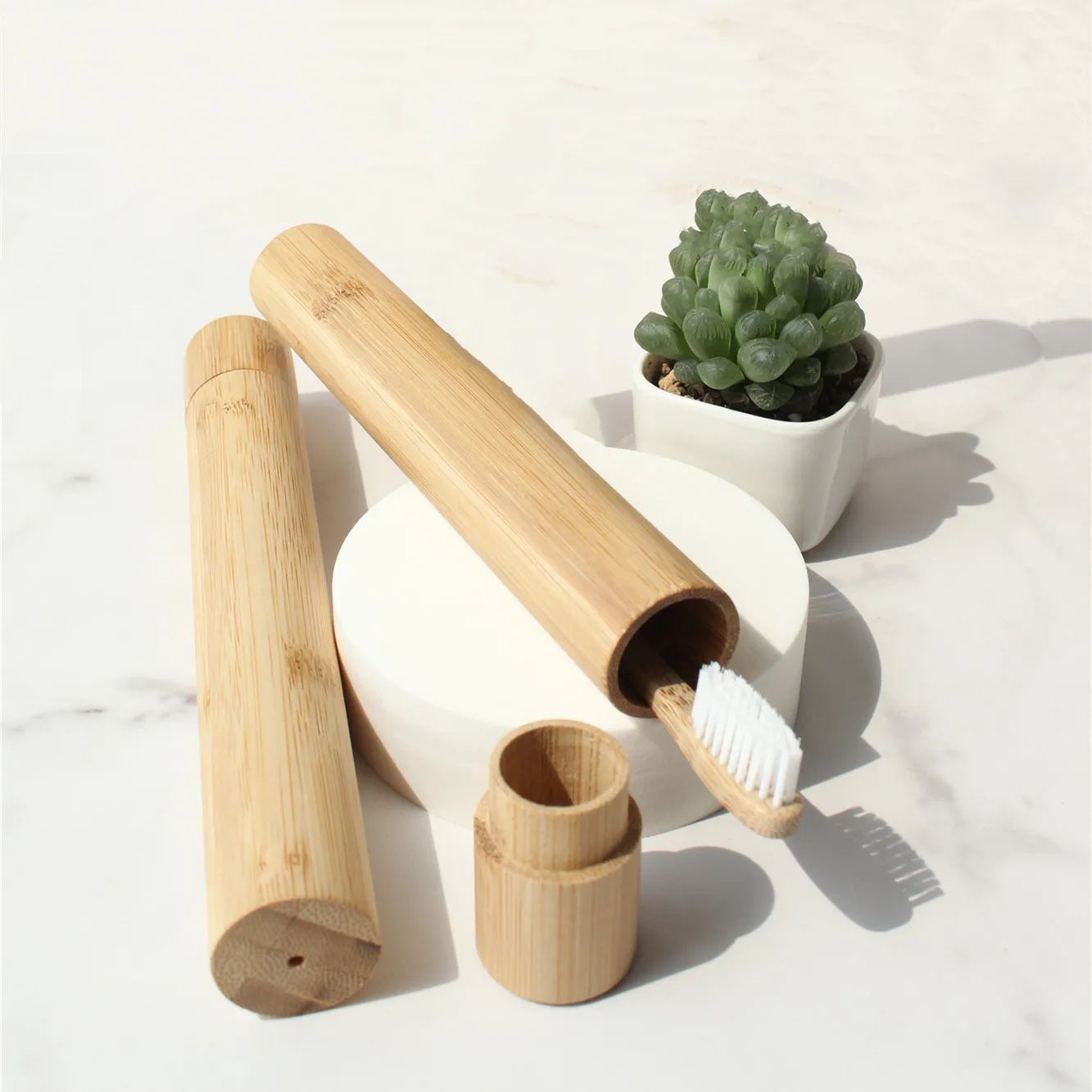 Reusable Eco-friendly kids toothbrush travel case natural bamboo toothbrush travel tube case