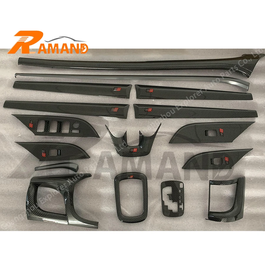 Car Interior Panel Cover Trims for Hilux Revo Rocco Carbon Fiber Decorative Sticker for Hilux Revo Rocco Interior Trim Kit