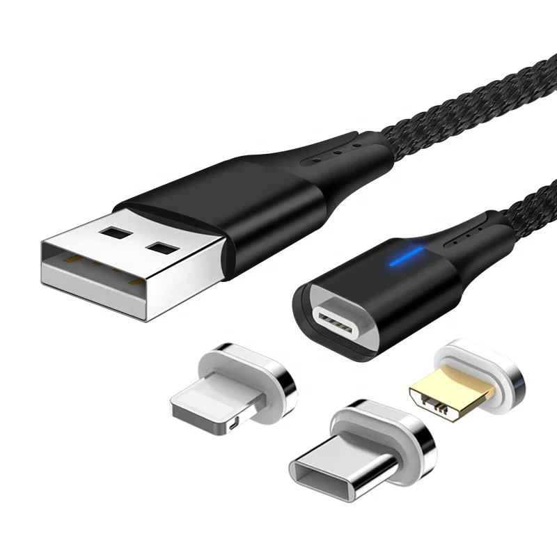Wholesale 3 in 1 Magnetic Data Cable 2 Meter USB C Cable 8Pin Phone Micro Phone Cable Manufacturer
