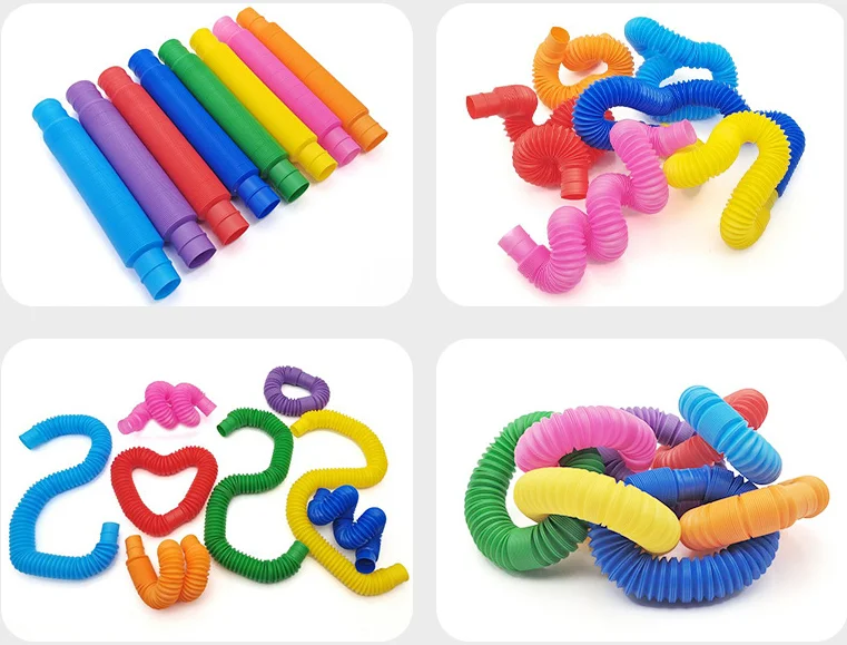 Unisex Plastic Pop Tubes Fidget Toy Sensory Fidget Tube for Kids 2-4 Years Classroom Fidget Toy for Autism Popping Sensation
