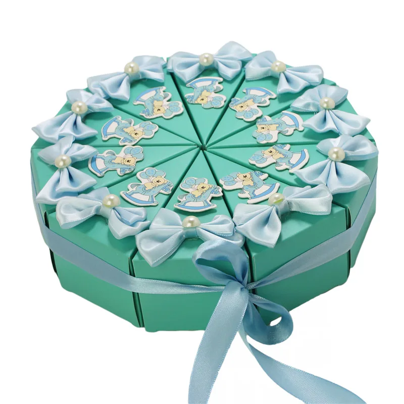 Elegant wedding candy gift box cute triangle shape cake paper boxes wholesale