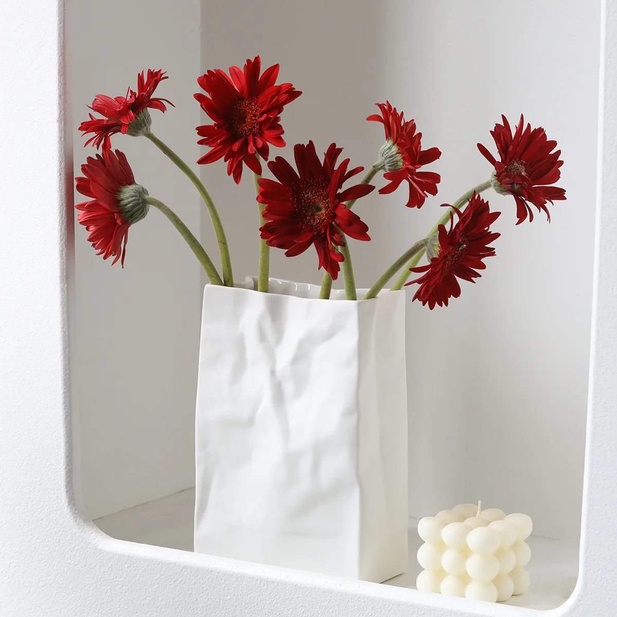 Modern home decoration dried flower flower arrangement tote bag ceramic vase