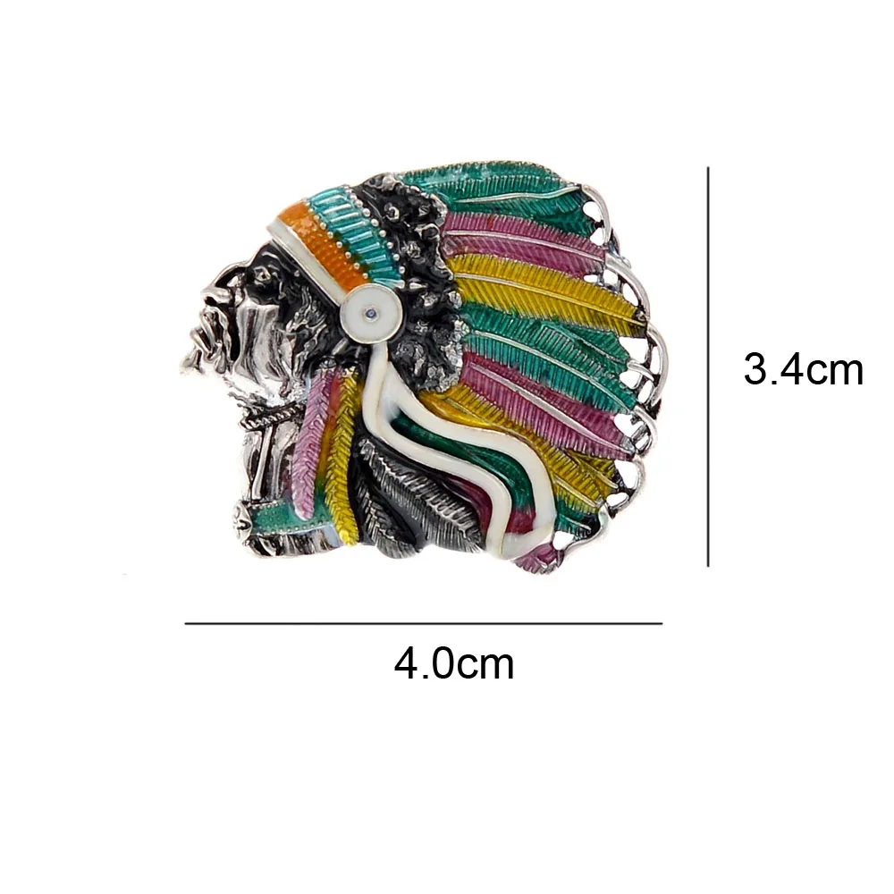 
Indian Chief Head Brooch New Design Vintage Fashion Pin Feather Style High Quality Coat Accessories Multi-color Drop Shipping 