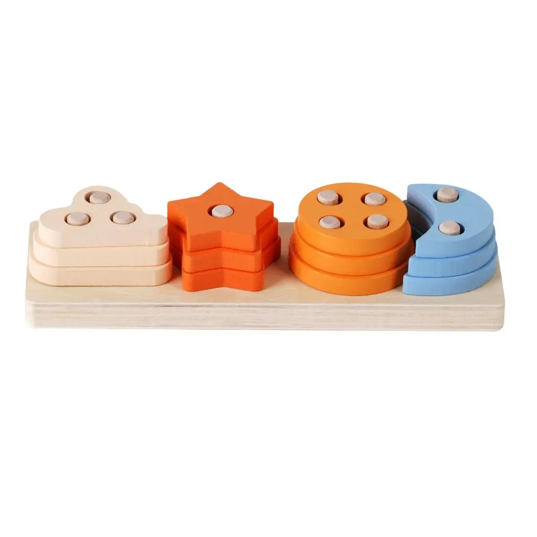 Wooden Stacking Sorting Toys for Baby and Toddlers Geometric Stacking Building Blocks Toys
