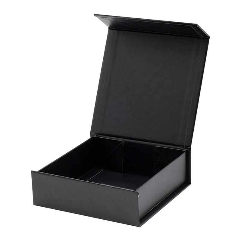 Custom premium black magnetic closure small tiny gift packaging box wholesale