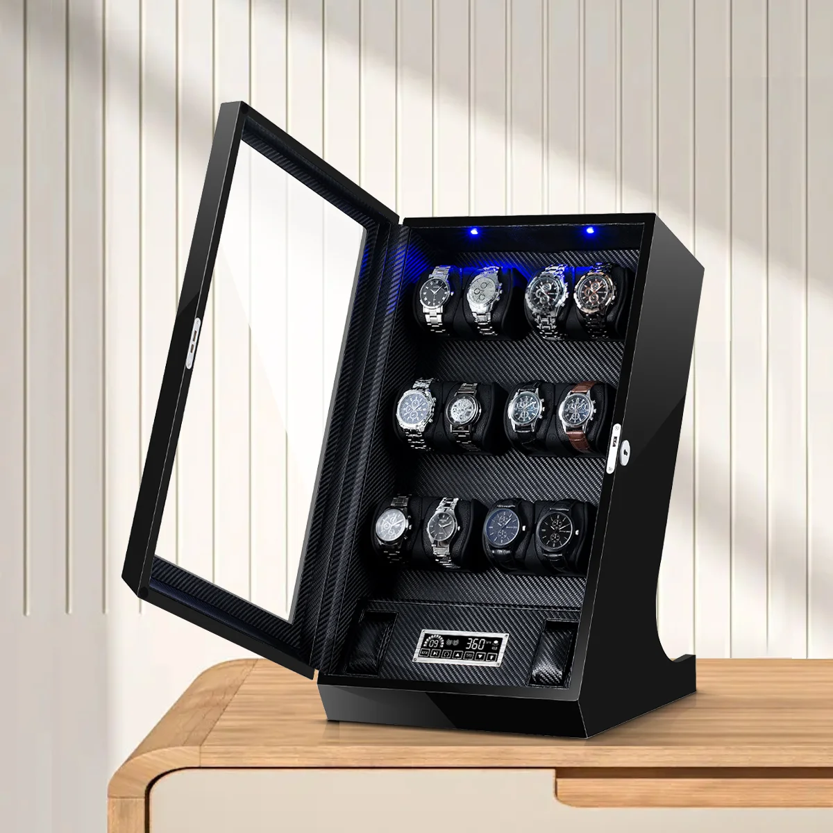 Japanese Quiet Motor Smart Fingerprint Unlock watch display box wooden watch box watch Winder