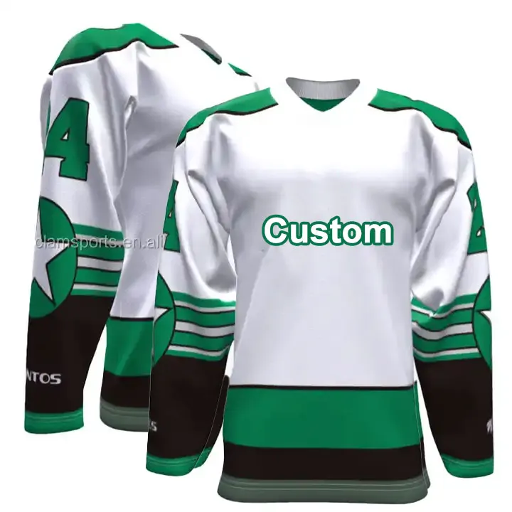Custom Ice Hockey Jersey Sublimated Green Reversible Thailand Quality Goalkeeper Ice Hockey Jersey