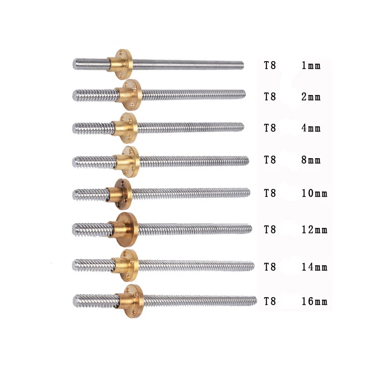 T8 8mm 10mm 12mm 16mm 20mm 22mm 24mm 25mm 28mm 30mm 36mm Trapezoidal Screw Stainless 16mm Lead Screw 6mm Pitch For 3d Printer