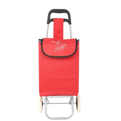 Supermarket trolley cart grocery shopping car foldable custom logo shopping trolley bag on wheels