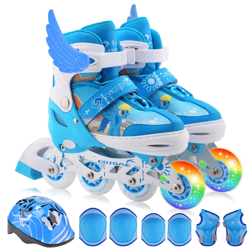 wholesale manufactory  inline skates blue color detachable roller skates fairytale style inline skate with wings