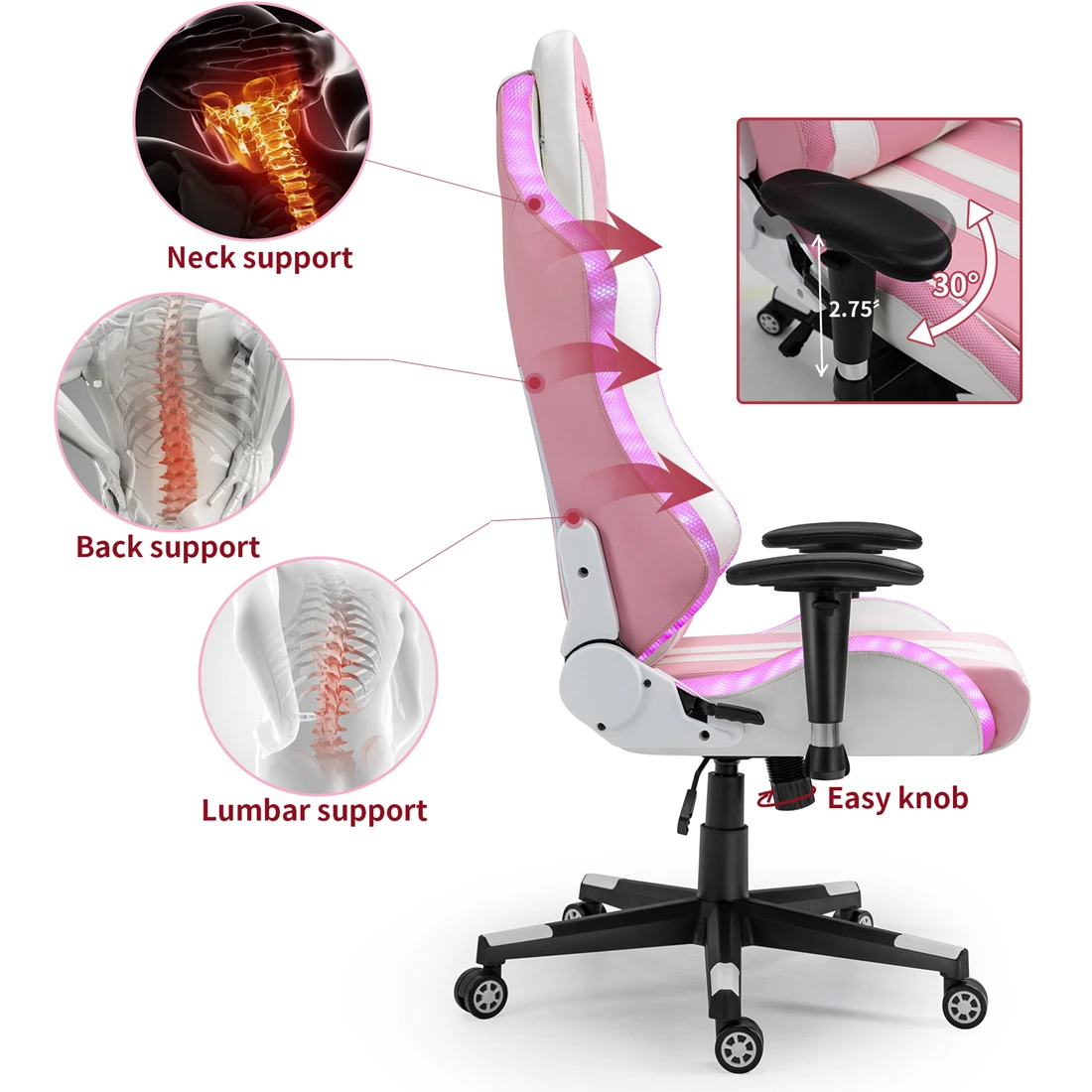 Pink gaming chair  for PC and mobile gaming  8708