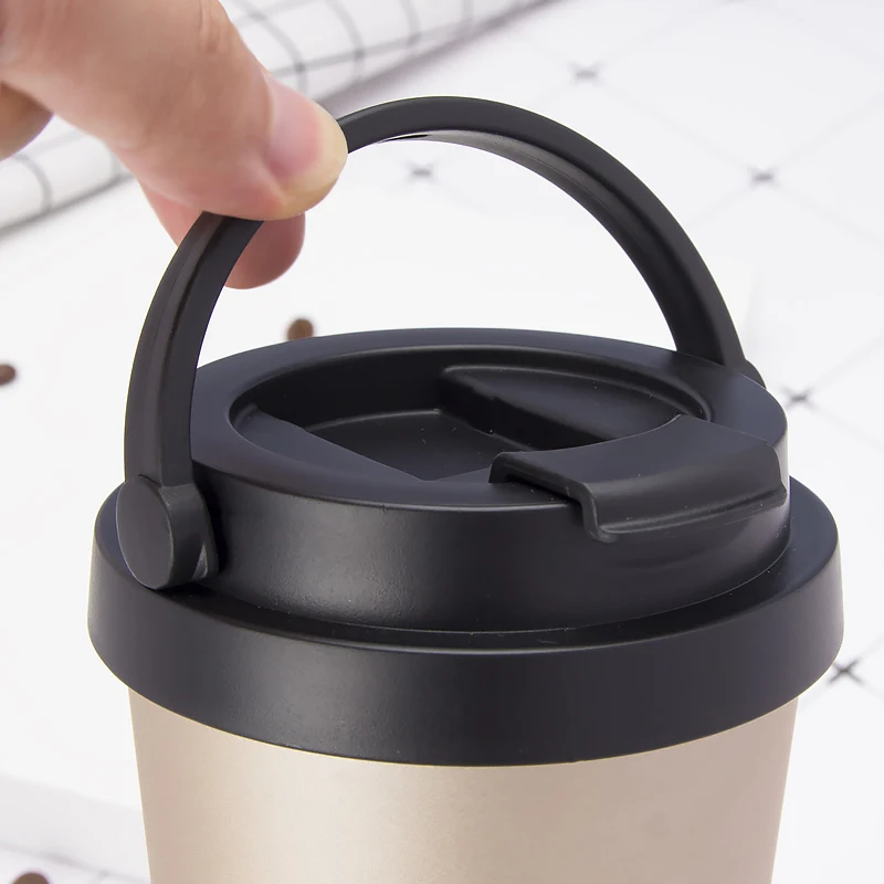 Изготовленные на заказ Многоразовые Путешествия Тепловой Tazas де кафе теплее с двойными стенками из нержавеющей стали кружки для кофе ручкой