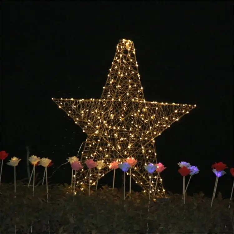 High Quality  3D Christmas Metal Snowflake Shape Copper wire Lights  Outdoor Waterproof  for Yard  Decoration