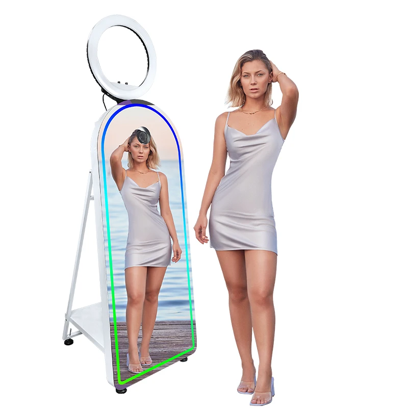 Wedding Party Selfie Mirror Photo Booth 65 Inch Touch Screen Magic Digital Mirror Photo Booth With Camera And Printer