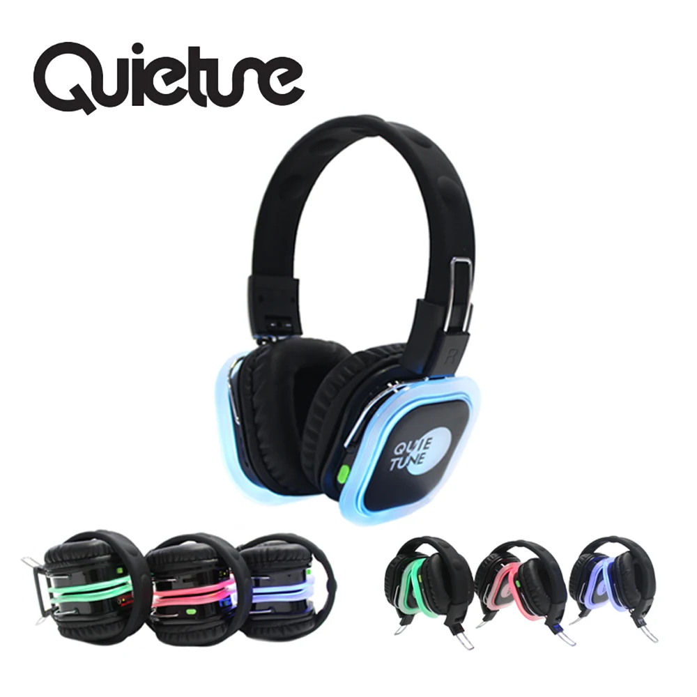 LED Light party headphones silent disco wireless headsets F39 with 3 channels to matching with transmitters to work