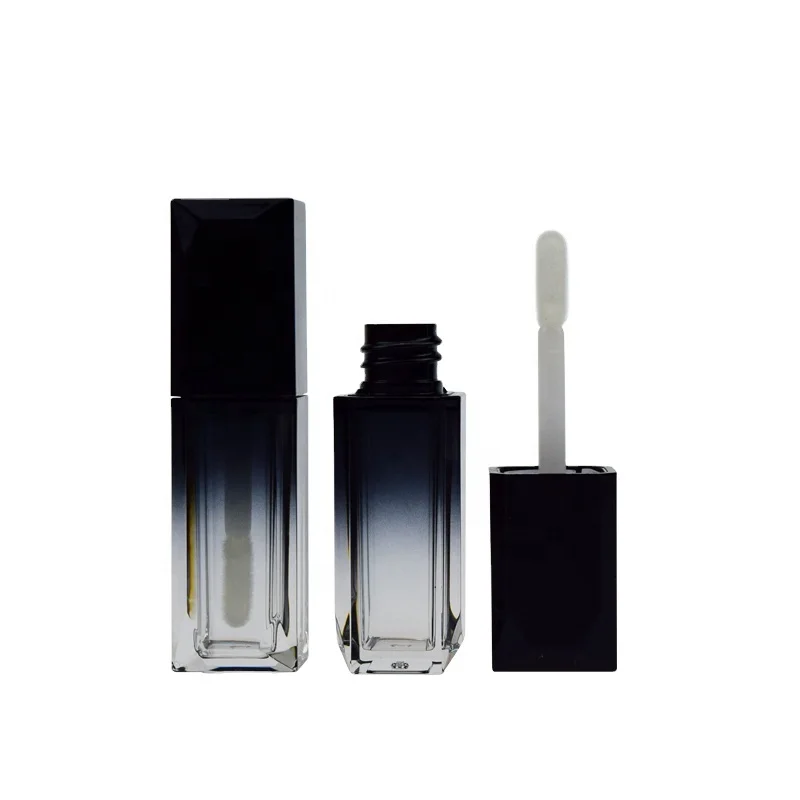 New arrival low MOQ private label lips gloss empty container lipgloss container custom packaging black diamond shape with brush