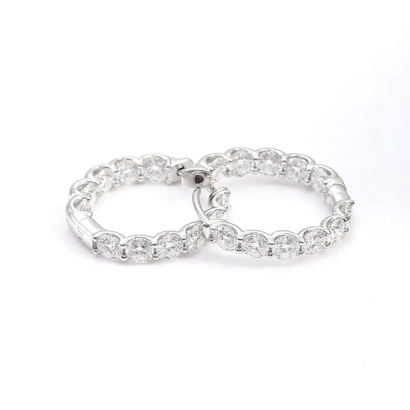 2.6mm Lab Diamond DEF-VS Eternity 14mm Hoop Earrings in 10K White Gold