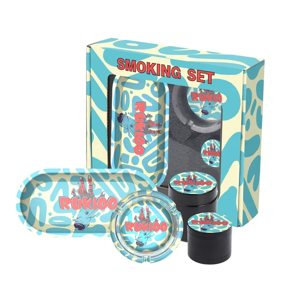 2023 New Factory Direct Sale 5 Piece Smoking Set Box Rolling Tray Smoking Accessories Kit