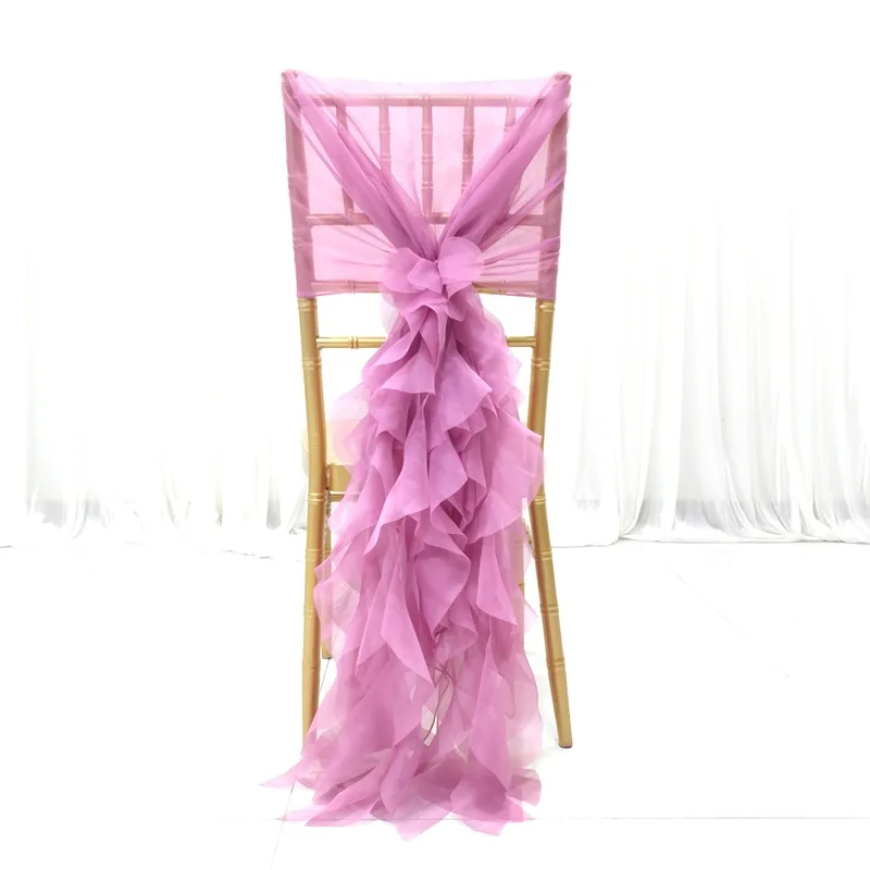 Polyester ribbon bow satin chair sashes wedding decoration