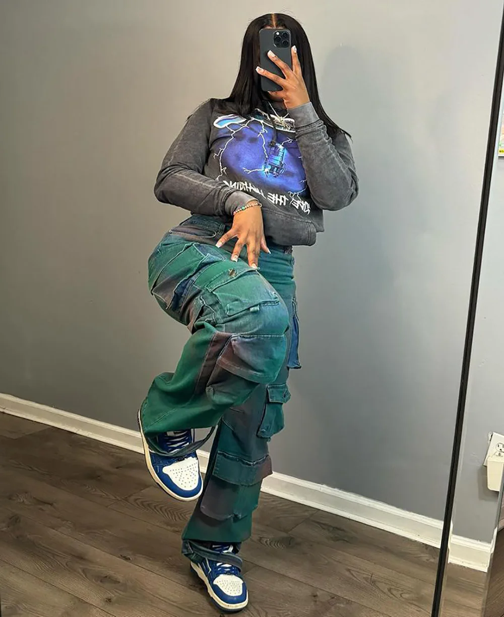 Sharee Hot Selling Tie Dye Jeans Pants For Women Y2k Wide Leg Baggy High Waist Straight Color Block Cargo Pants Women