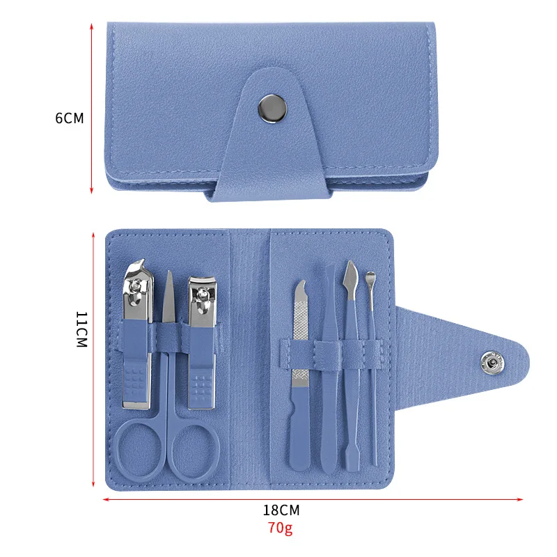 7 pcs cheap Manicure Pedicure Set 7pcs Nail clipper Tool one dollar item gift items With PU Leather case