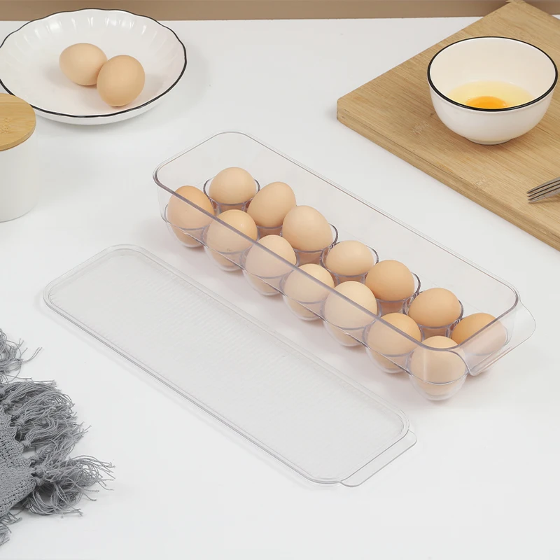 Transparent 14pcs Capacity Egg Storage Box Lid Protection Remaining Visible Refrigerator Organizer Bins