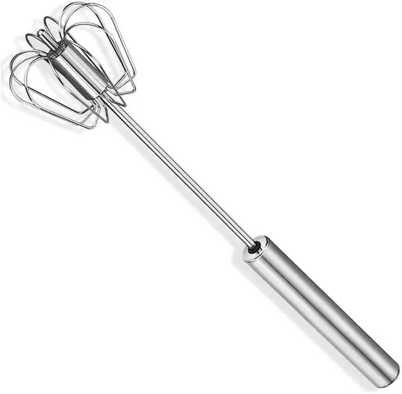 Amazon Hot Selling Stainless Steel Semi-Automatic Egg Whisk High Quality Multi Size Hand Push Rotary Manuel Egg Whisk Blender