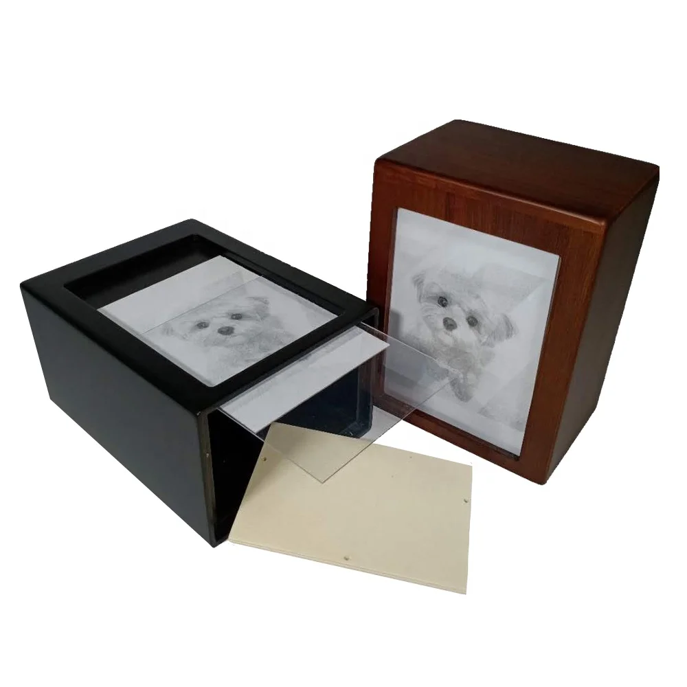 Made In China Photo Frame Custom Simple Paulownia Wood Funerary Human Or Pet Urns Wooden Cinerary Casket