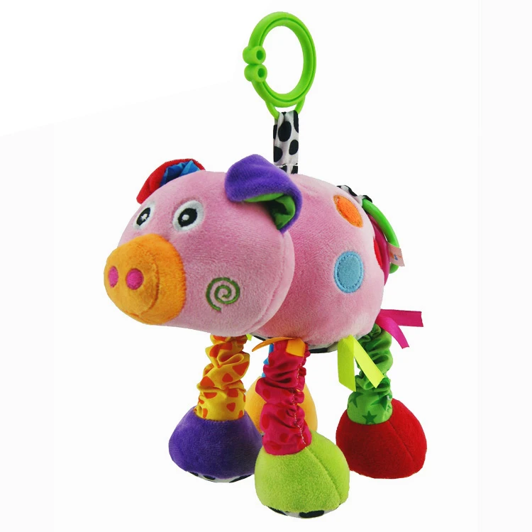Baby soft stuff  Hanging  Toys with music funny pig animal activity toy OEM Customized manufacturer