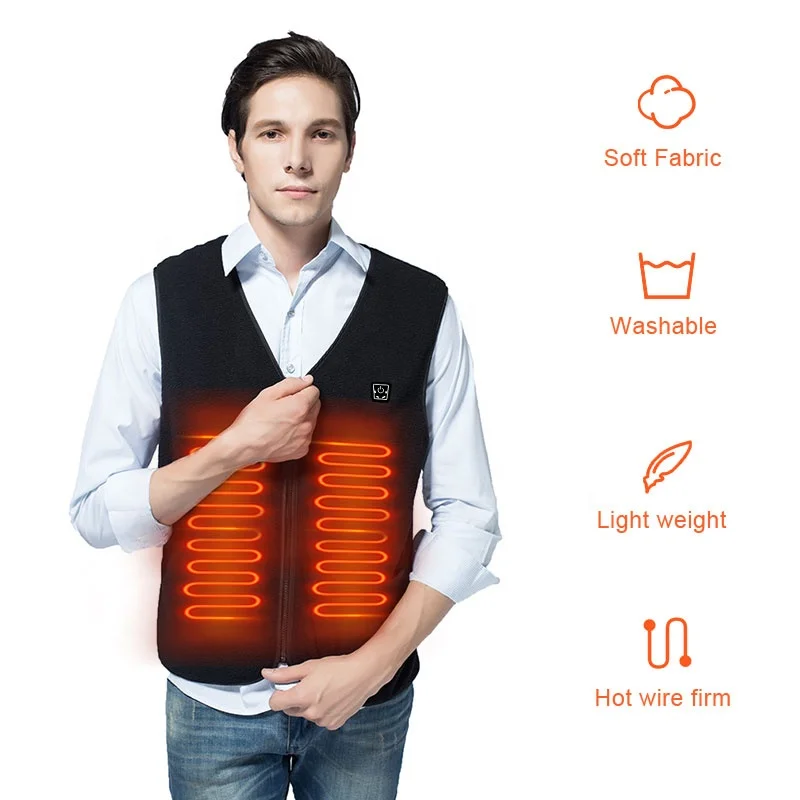 Breathable Classic for Winter protection CE Heated Battery Electronic Electrical Power Bank Fast Heating Button Thermal Vest