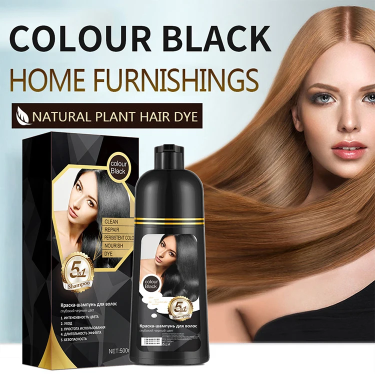Wholesale Natural 3 IN 1 Professional Coverage Darkening Hair Color Shampoo Dye Long Lasting 500ml Black Brown Hair Dye Shampoo
